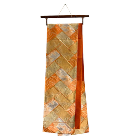 Orange and Metallic Block Obi