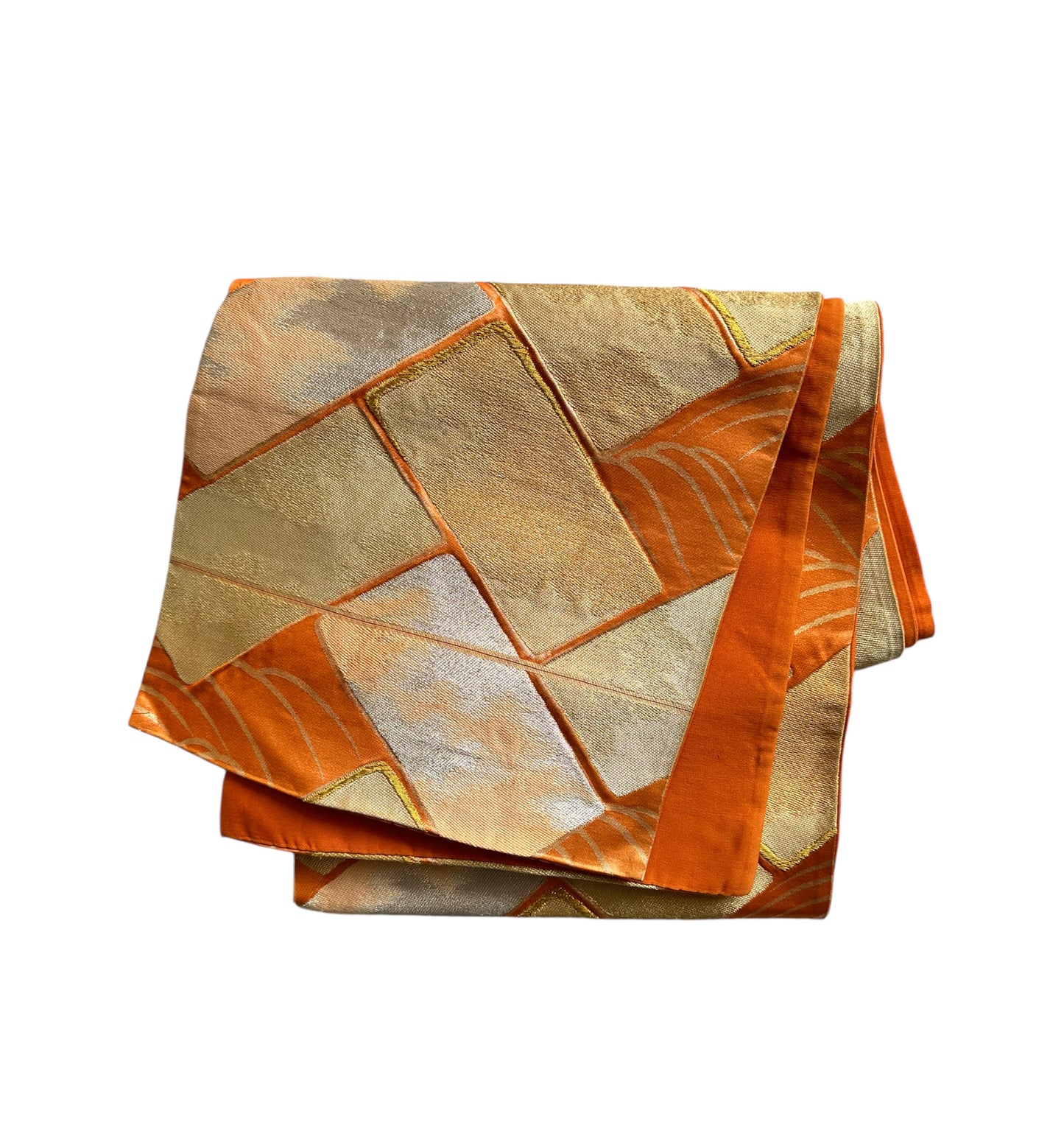 Orange and Metallic Block Obi