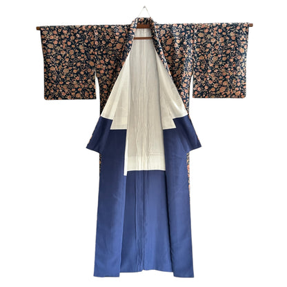 Indigo Blue Floral Komon Kimono