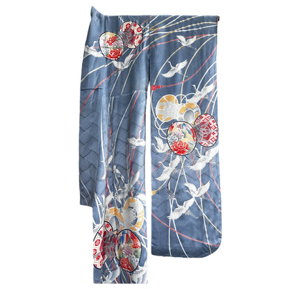 Furisode Kimono with Hand Drums & Cranes