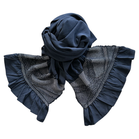 Tummansininen Shibori Heko Obi