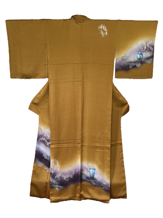 Kimono maro Tsukesage cu detalii Yuzen
