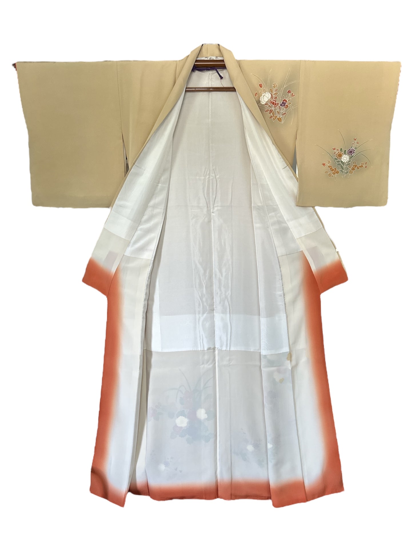 Kimono cu flori bej