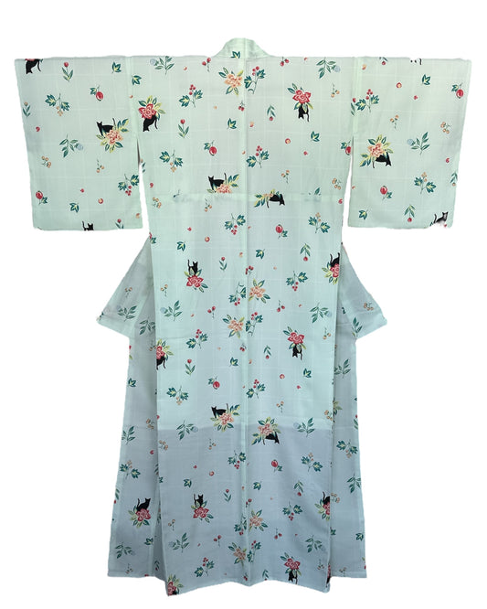 Black Cat in Garden Kimono